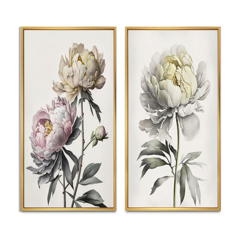 «Dahlia Flower», 2 pièces sur toile, Encadrement brun, H 20 po x l 24 po