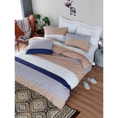 Ensemble de housse de couette 100% coton beige / gris foncé Greenbrier