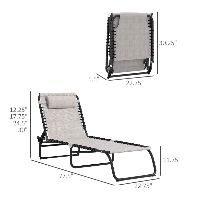 Orsen Outdoor Metal Chaise Lounge, Gray