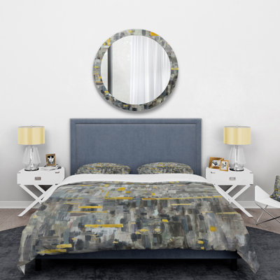 Glam Gold Reflection - Modern & Transitional Duvet Cover Set - Microfiber Polyester