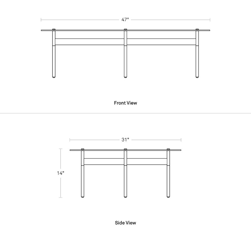 Flume Coffee Table, Clear/Putty, 14" H x 47" W x 31" D