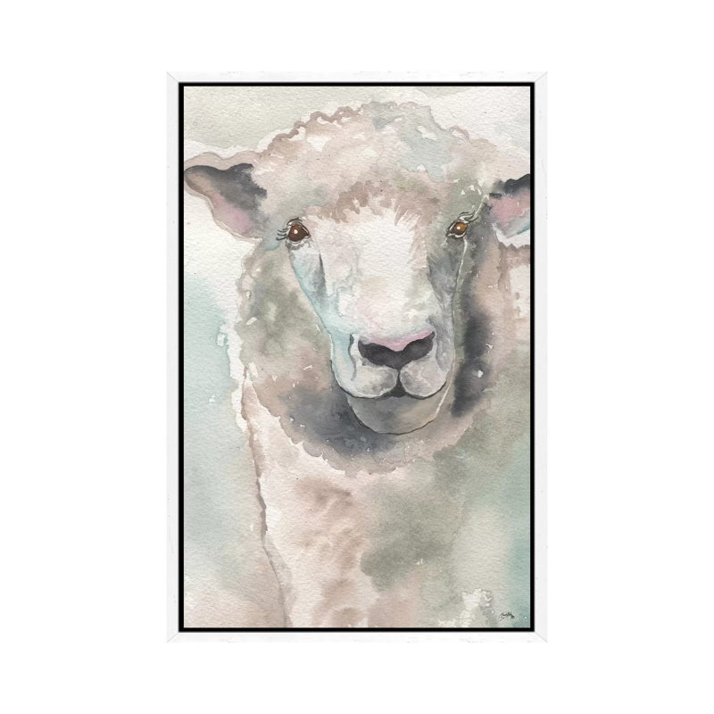 Muted Lamb by Elizabeth Medley - Painting on Canvas, 101.6 cm H x 66.04 cm W, White Framed