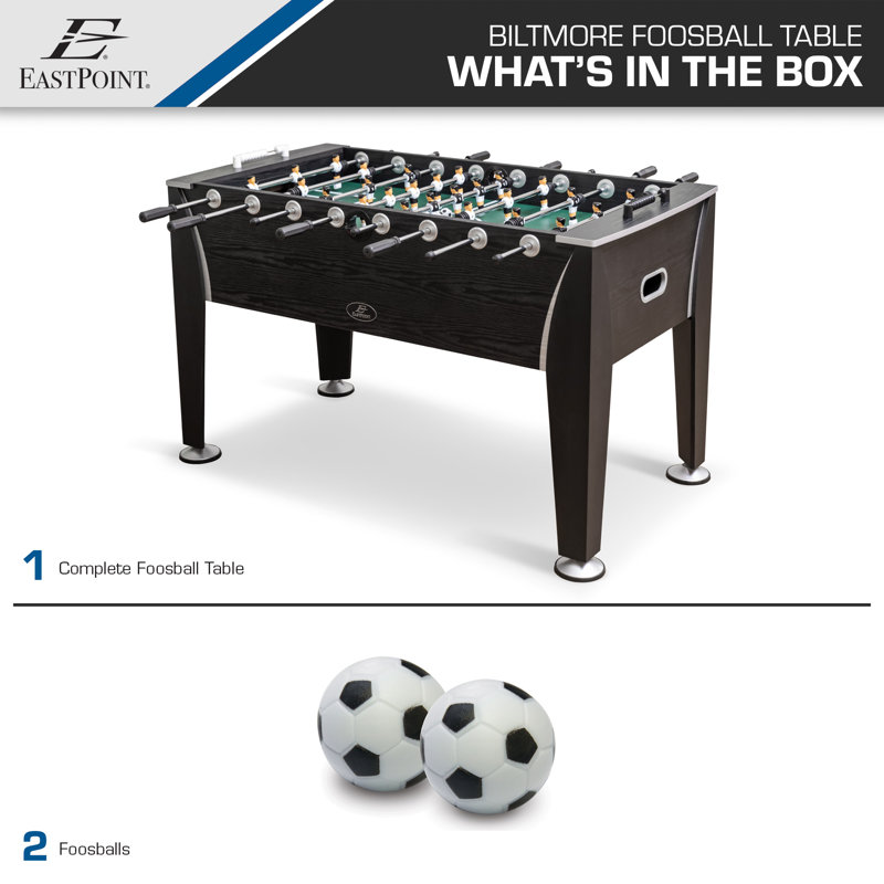 54" Black Alloy Steel Official Size Foosball Table