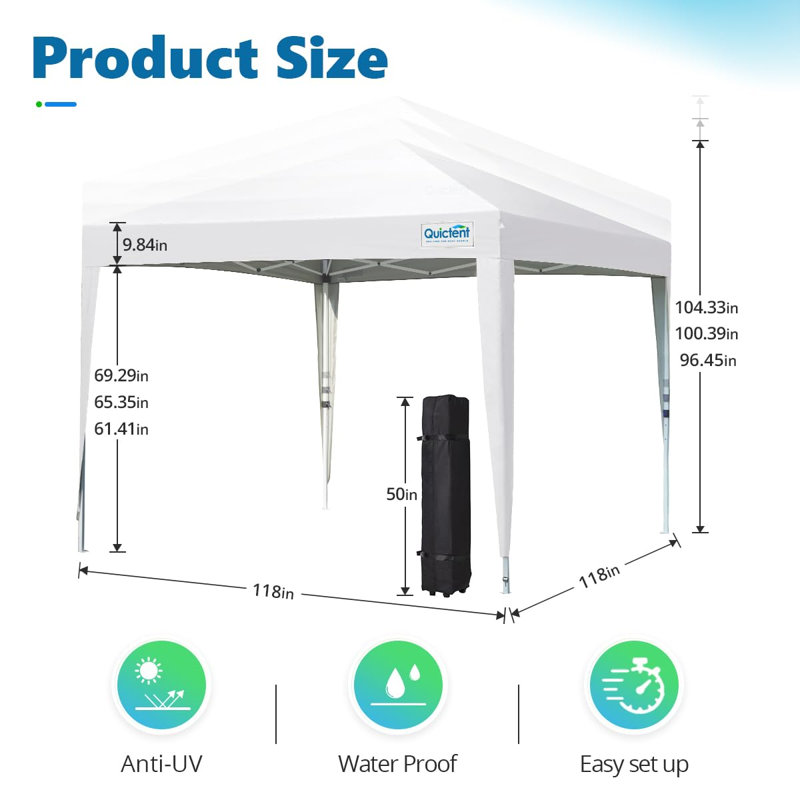 Quictent 10'x10' Pop up Canopy Tent with Sidewalls Instant Outdoor Gazebo Easy Party Tent Enclosed Waterproof, Easy Set up (White)