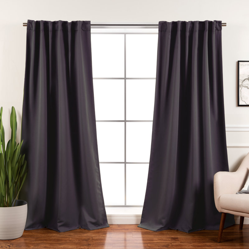 Bantam Solid Blackout Thermal Rod Pocket Curtain Panels, Dark Grey, 52" W x 84" L