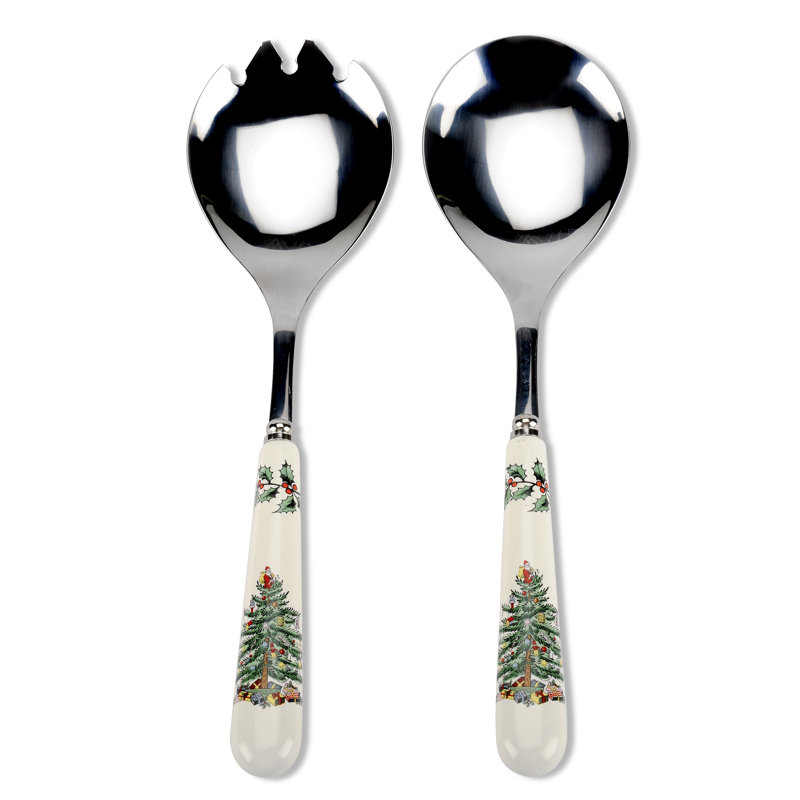 Spode Christmas Tree Salad Servers 10"