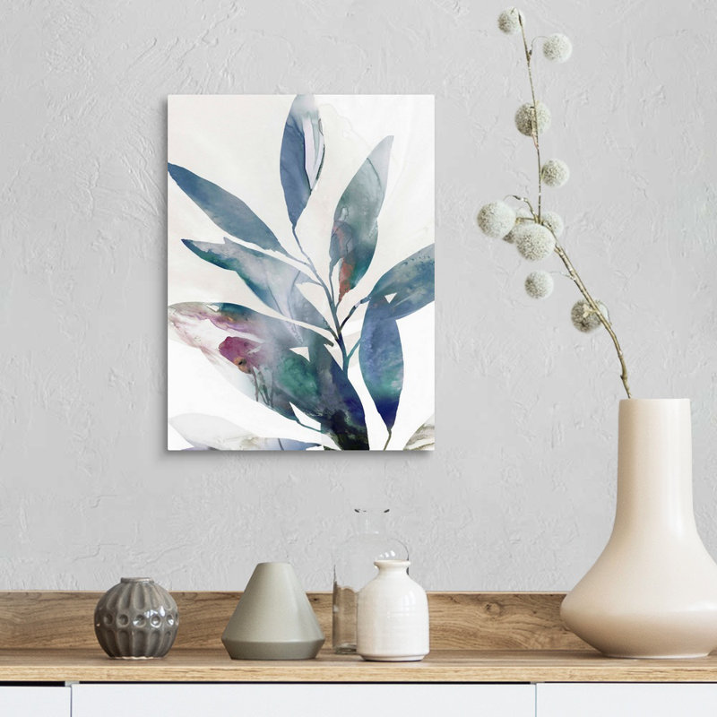 Indigo Sprig II, art mural sur toile, Toile tendue, H 16 po x l 12 po