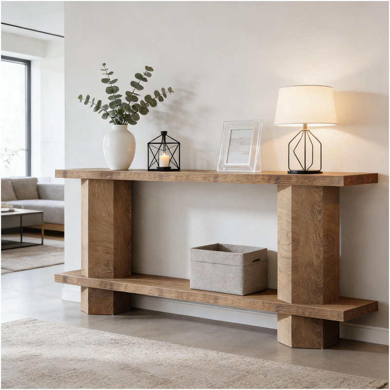 Table de chevet à 2 niveaux, table de canapé, console, table de couloir