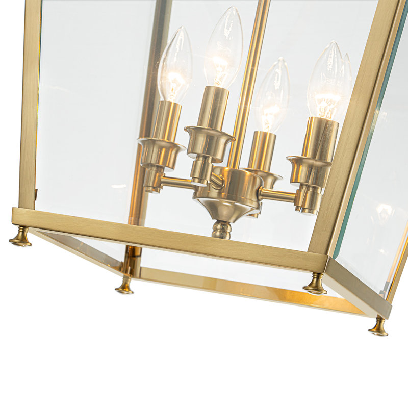 Lustre rectangulaire en verre transparent 4 lumières