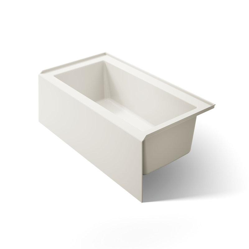 Underscore 60" x 32" Alcove Soaking Bathtub, Biscuit, Right