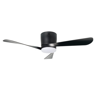 Ventilateur de plafond encastré à 3 pales de 122 cm (48 po) avec éclairage DEL 5CCT - Noir mat et lentille gravée