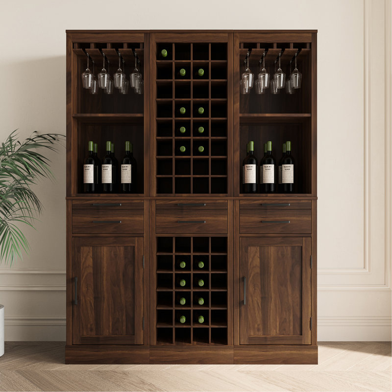 Armoire de salle à manger brune de couleur noyer - Organisez votre bar à vin modulaire Essentials In For