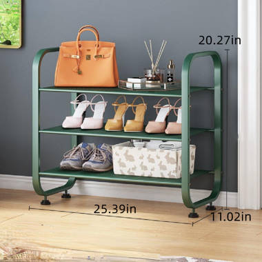 6 Pair Shoe Rack Etta Avenue Finish: Gold/White