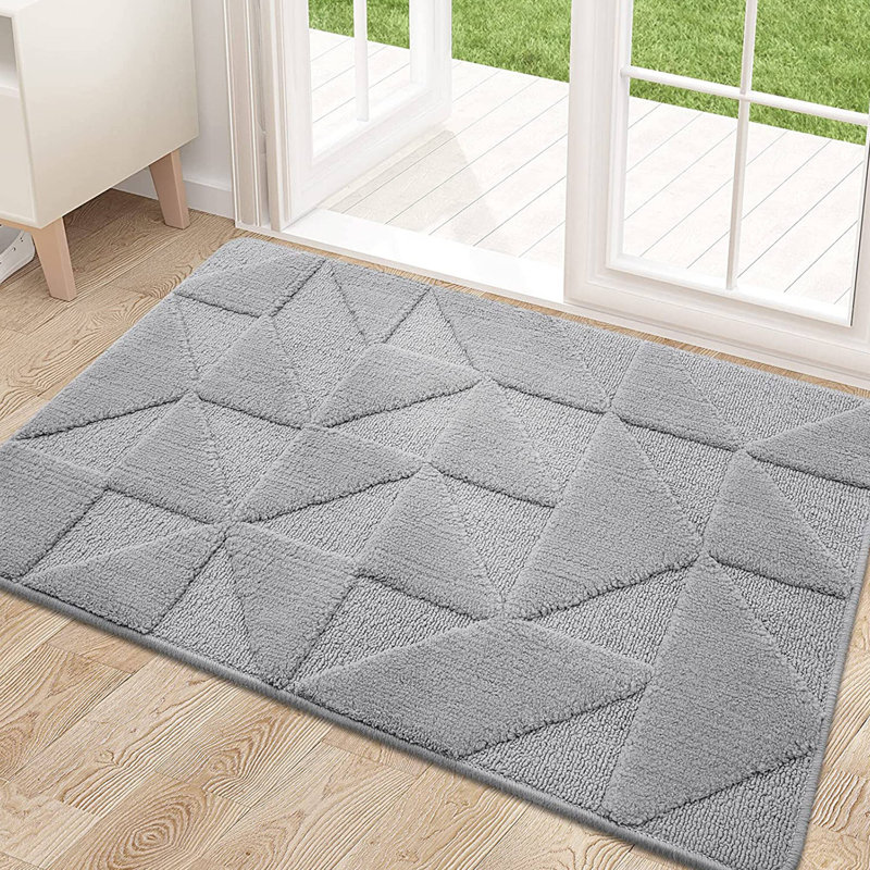 Paillasson intérieur antidérapant Jaianna, L 24 po x L 35 po, gris
