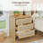 3-Drawer Rattan Nightstand, 22.8" Wide Curved Wood Bedside Table, Natural Oak Modern Storage Cabinet For Bedroom | Gift Idea-1481261127