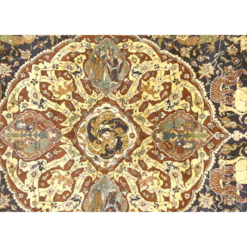 High-Quality Hand-Knotted Black And Red Area Rug