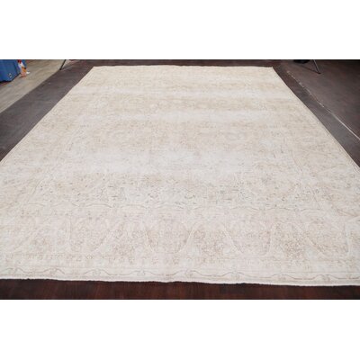 One-of-a-Kind Hand-Knotted 1960s Kerman Ivory 9'7"" x 12'3"" Wool Area Rug -  Rugsource, RUG-4472
