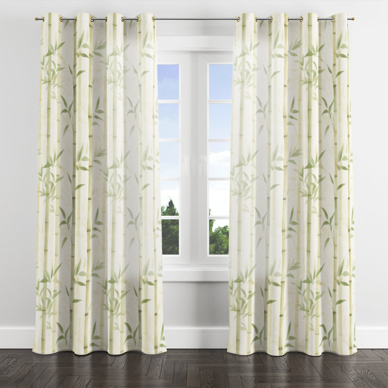 Rideaux en velours Coastal - œillets vert Botir - 1 panneau, L 52 po x L 108 po, Gold Grommets