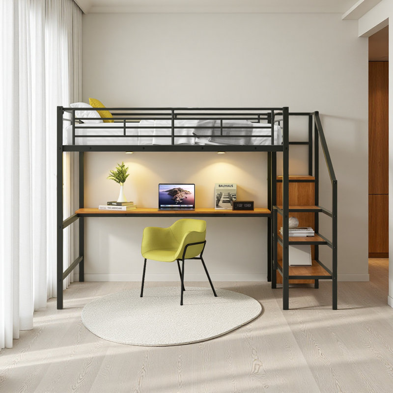 Kids Full Loft Bed, Black