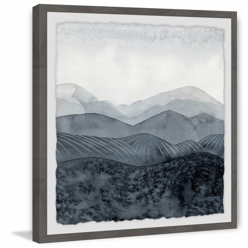 « blustering valley ii », reproduction de peinture à l’aquarelle encadrée, H 32 po x l 32 po x P 1,5 po