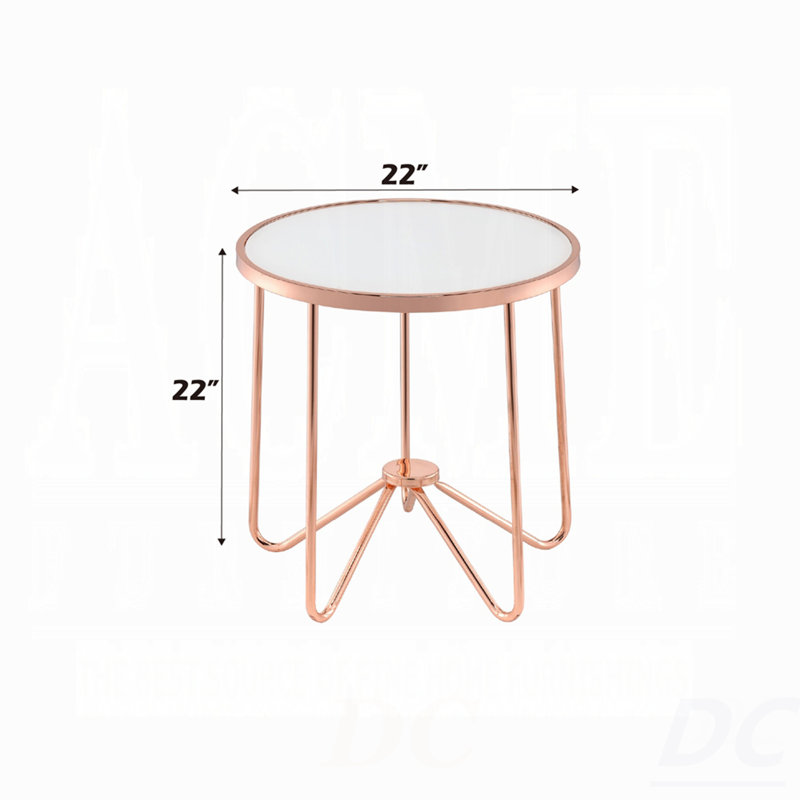 Table d'appoint chic, table de bout ronde en verre givré rose