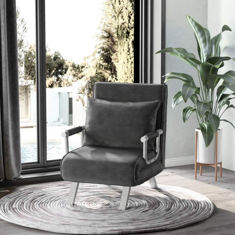 Chaise réglable à 5 positions, gris foncé avec coussin et structure en acier