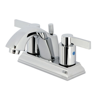 Kingston Brass NuvoFusion Two-Handle 3-Hole Deck Mount 4" Centerset Bathroom Faucet with Pop-Up Drain
