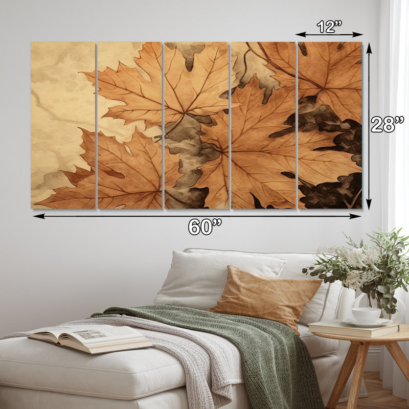 Ensemble de décorations murales florales en métal brun et beige Harmony I