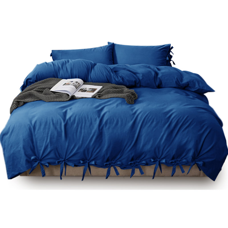 Priyanka Microfiber Solid Colour Duvet Cover Set with Pillowcases, Single, Navy
