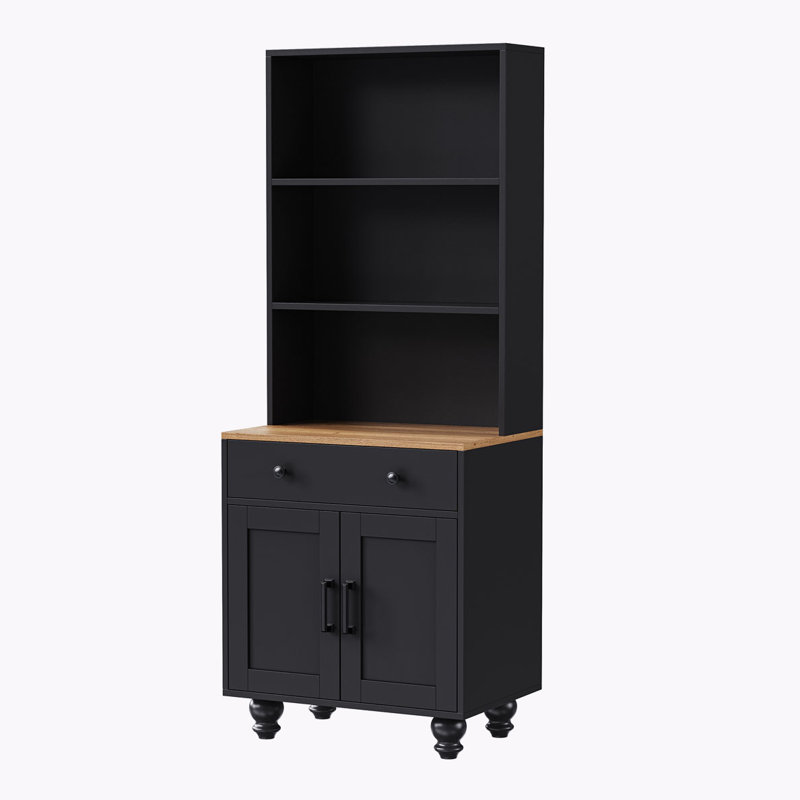 Storage Cabinet with Adjustable Shelves, 5 Tier Bookshelf with Drawer, Black