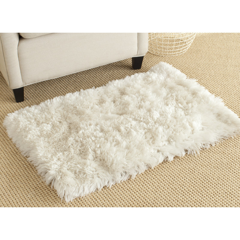 Tapis ivoire bouclé / crocheté à la main Orlinda, Rectangle 8 pi 6 po x 12 pi