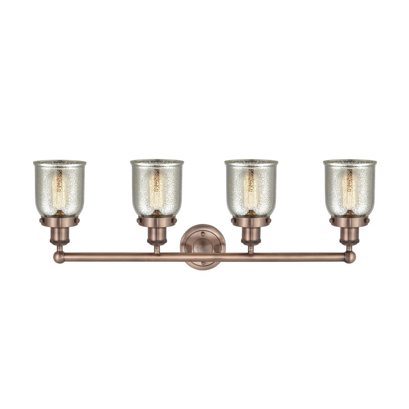 Éclairage pour meuble-lavabo à 4 lumières à intensité variable Asheton, Argent mercuré plaqué, Cuivre antique