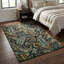 Tapis lavable à motif cachemire noir, bleu et vert 3 pi x 5 pi avec protection UV