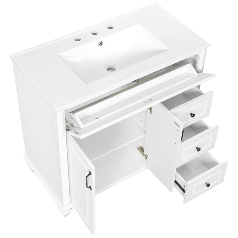Meuble-lavabo 36 po avec lavabo, Blanc/Noir