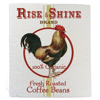 Rise & Shine Rooster Coffee Kitchen SWEDISH DISH CLOTH ( Set Of 2) -  August Grove®, 34BD134F02184B42967D60D6C415278E