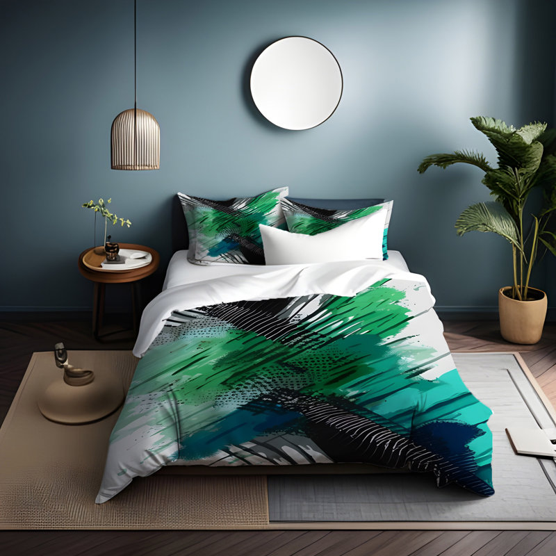Polyester Abstract Duvet Cover, King Duvet Cover + 2 King Shams