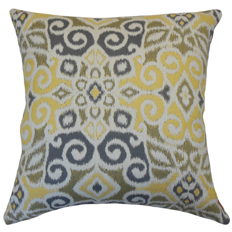 Coussin Carsci Ikat, Hauteur (18 po) x largeur (18 po), Banane plantain