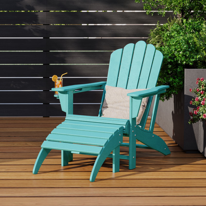 Chaise Adirondack en poly tout temps avec repose-pieds Lucus, Sarcelle