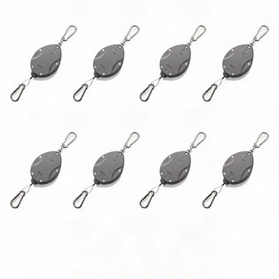 Poulies pour plantes suspendues, ensemble de 8 supports rétractables robustes avec câble en acier inoxydable, crochets à verrouillage automatique et hauteur réglable pour jardinières, mangeoires à oiseaux, paniers de jardin, noir