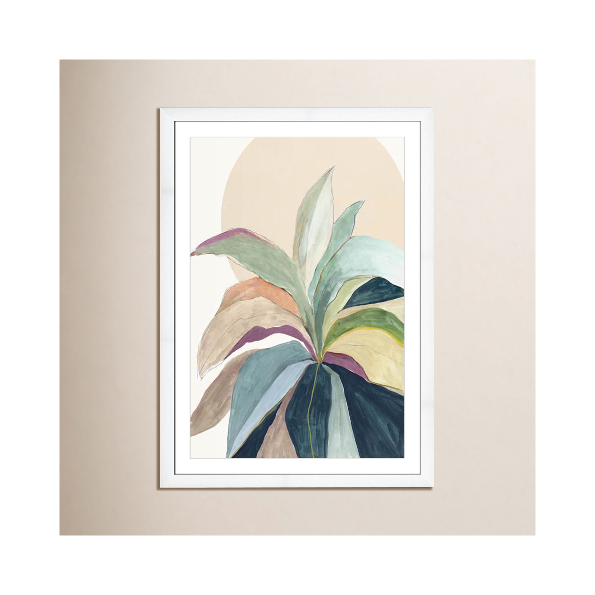 Sherbrooke Sunny Bright Leaves II Framed On Paper by Asia Jensen Print, 43" H x 31" W x 1.25" D  , White Cube Frame Matted