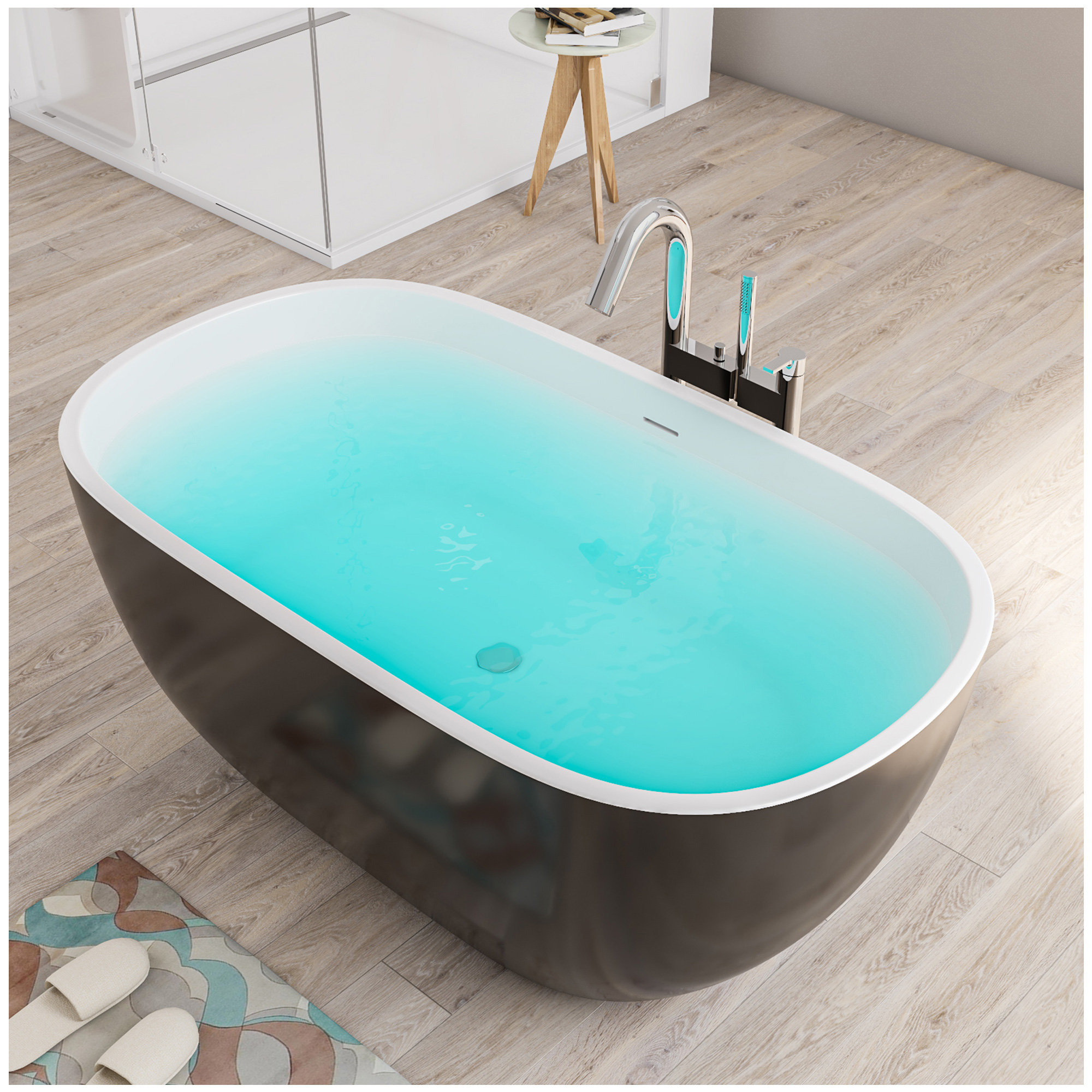Vinura 29.5'' x 55'' Freestanding Acrylic Bathtub Wayfair
