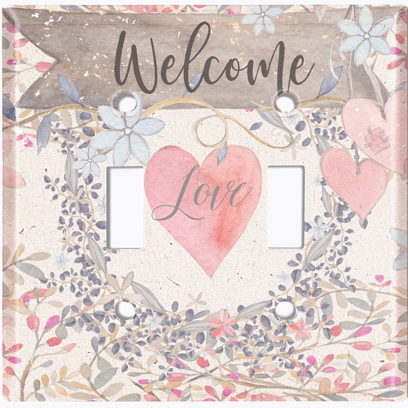 Plaque murale d'interrupteur à bascule Welcome Flower Love Heart