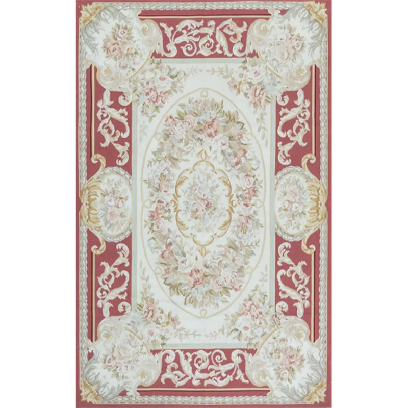 Tapis rouge et gris noué à la main de haute qualité