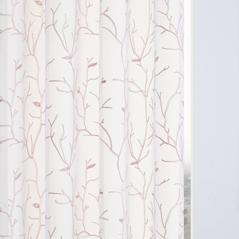 Greater Taree Sheer Curtain Single Panel, Blush, 52'' W x 120'' L