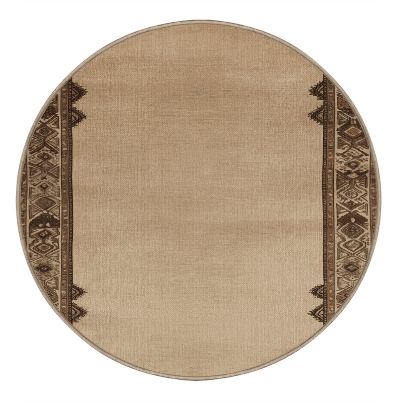 Tapis brun lavable à la machine, Rond 8 pi