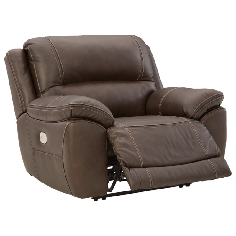 Dunleith Power Recliner, Brown Leather Match