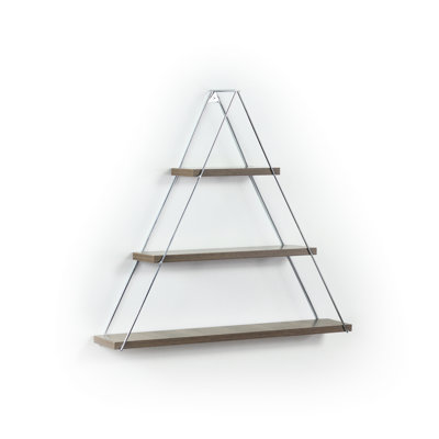Triangle Book Shelf For Wall Mounting - Rustic, Solid Wood Walnut, Accent Hanging Rustic For Storage, Mounted, Walnut/