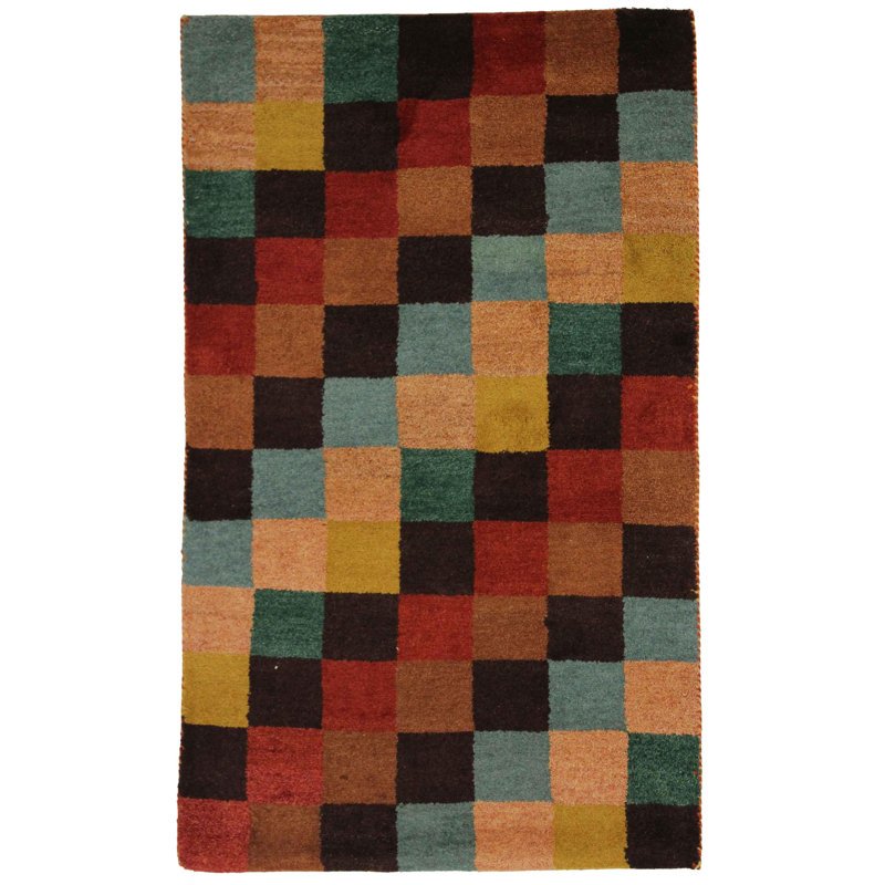 Ouita Plaid Area Rug in Multicolor Brown