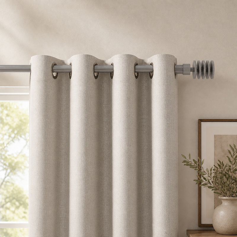 Stainless Steel Adjustable Single Curtain Rod, Taupe