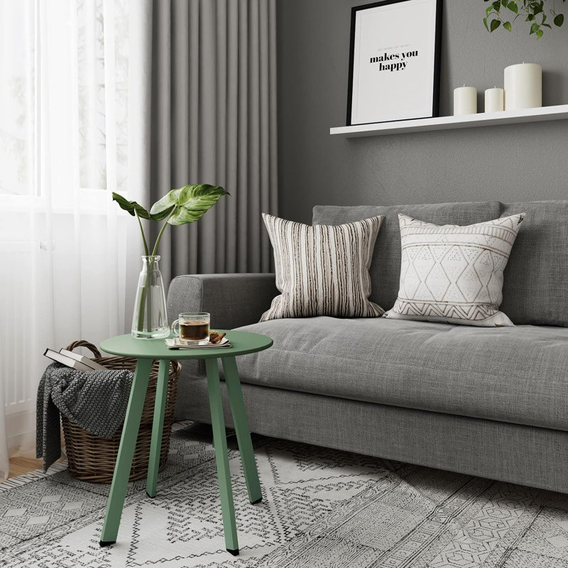 Table d'appoint extérieure Olilawn L 17,75 po x l 17,75 po, résistante aux taches et facile à entretenir, Vert / vert